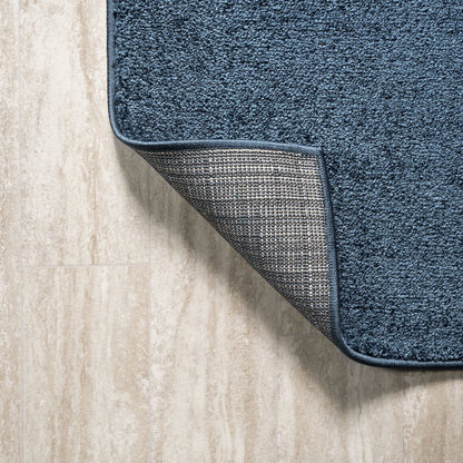 Haze Solid Low Pile Area Rug Navy
