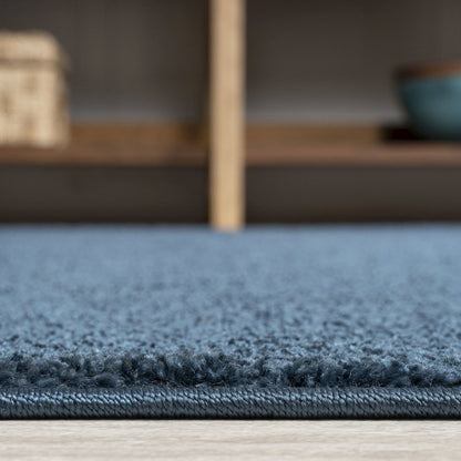 Haze Solid Low Pile Area Rug Navy