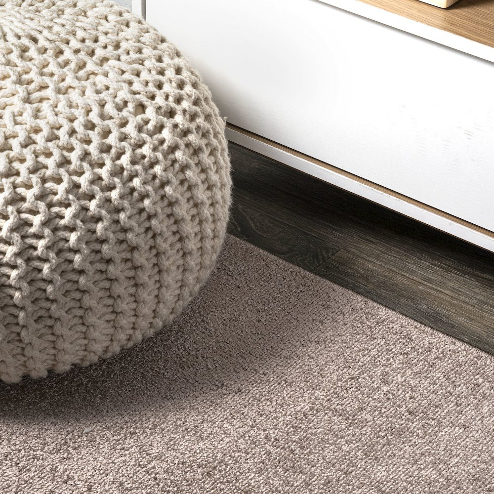 Haze Solid Low Pile Area Rug Brown