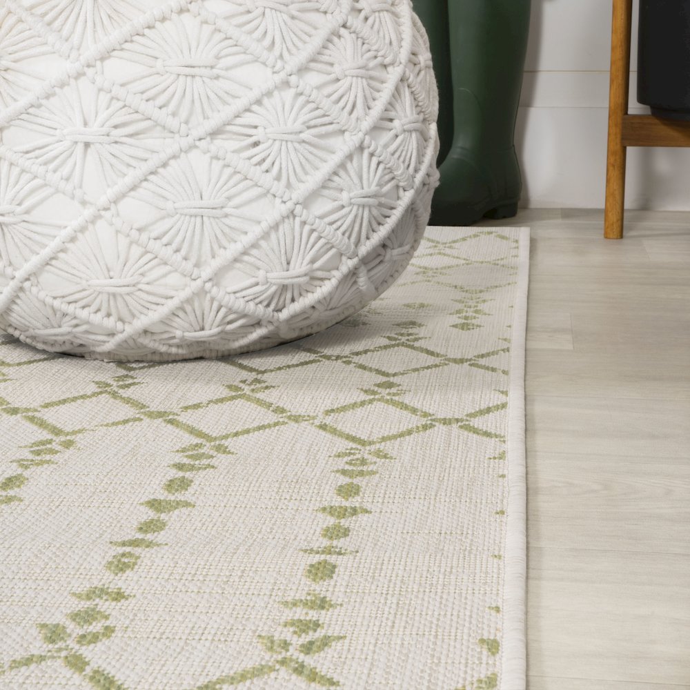 Ourika Moroccan Geometric Textured Weave Indoor/Outdoor Round Rug