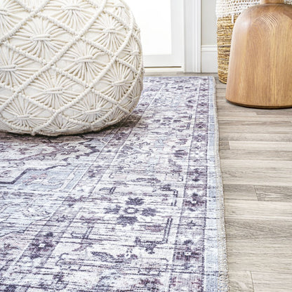 Didim Boho Gray Medallion Machine-Washable Runner Rug