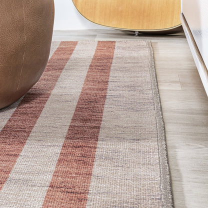 Raita Modern Distressed Stripe Machine Washable Area Rug