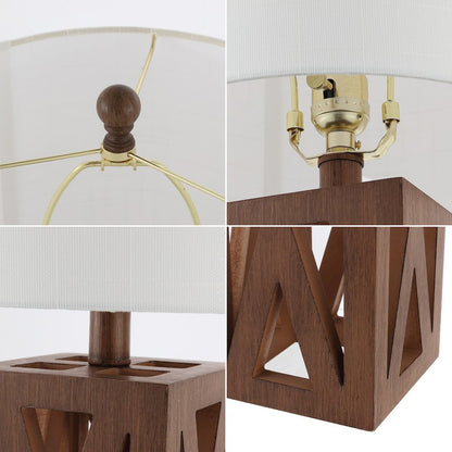 Stewart Farmhouse Wood Led Table Lamp