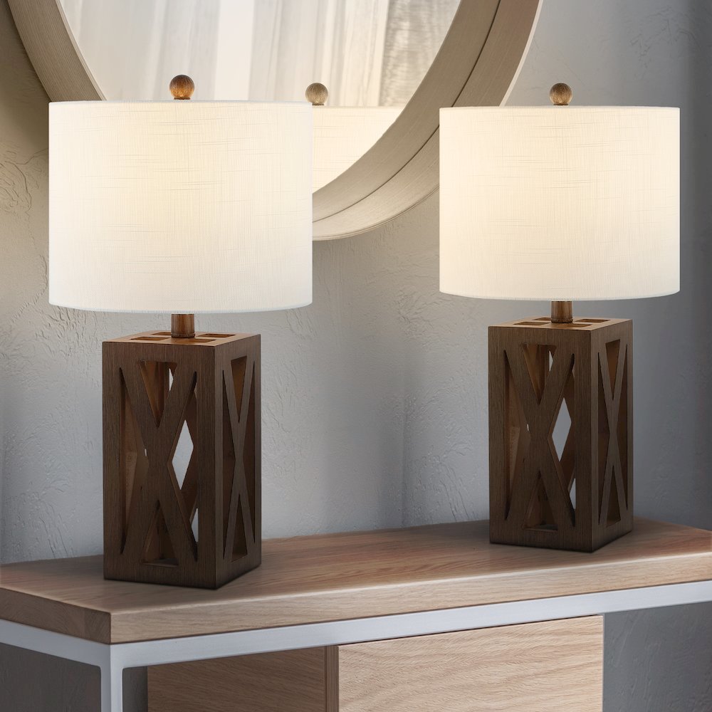 Stewart Farmhouse Wood Led Table Lamp