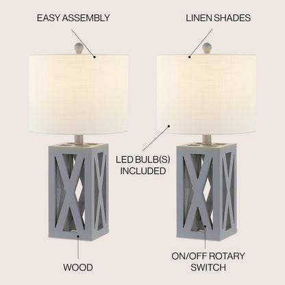 Stewart Farmhouse Wood Led Table Lamp