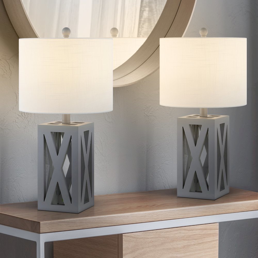 Stewart Farmhouse Wood Led Table Lamp