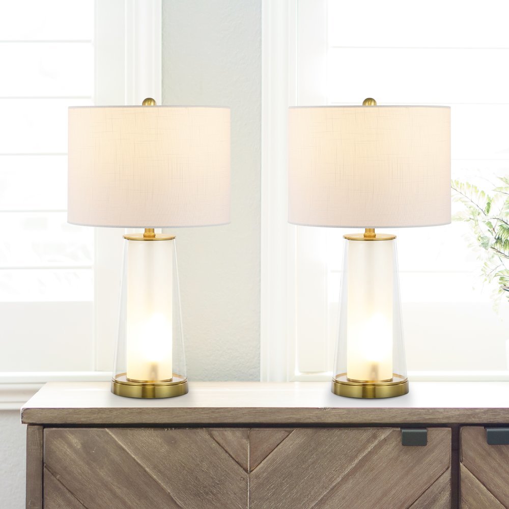 Tryon Modern Minimalist Glass/Iron Nightlight Led Table Lamp