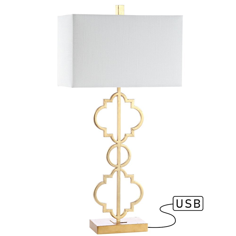 Selina Iron Ogee Trellis Modern Led Usb Table Lamp