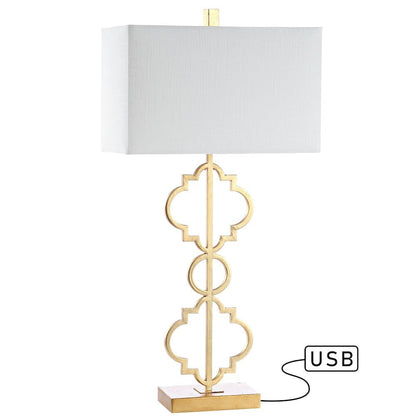 Selina Iron Ogee Trellis Modern Led Usb Table Lamp