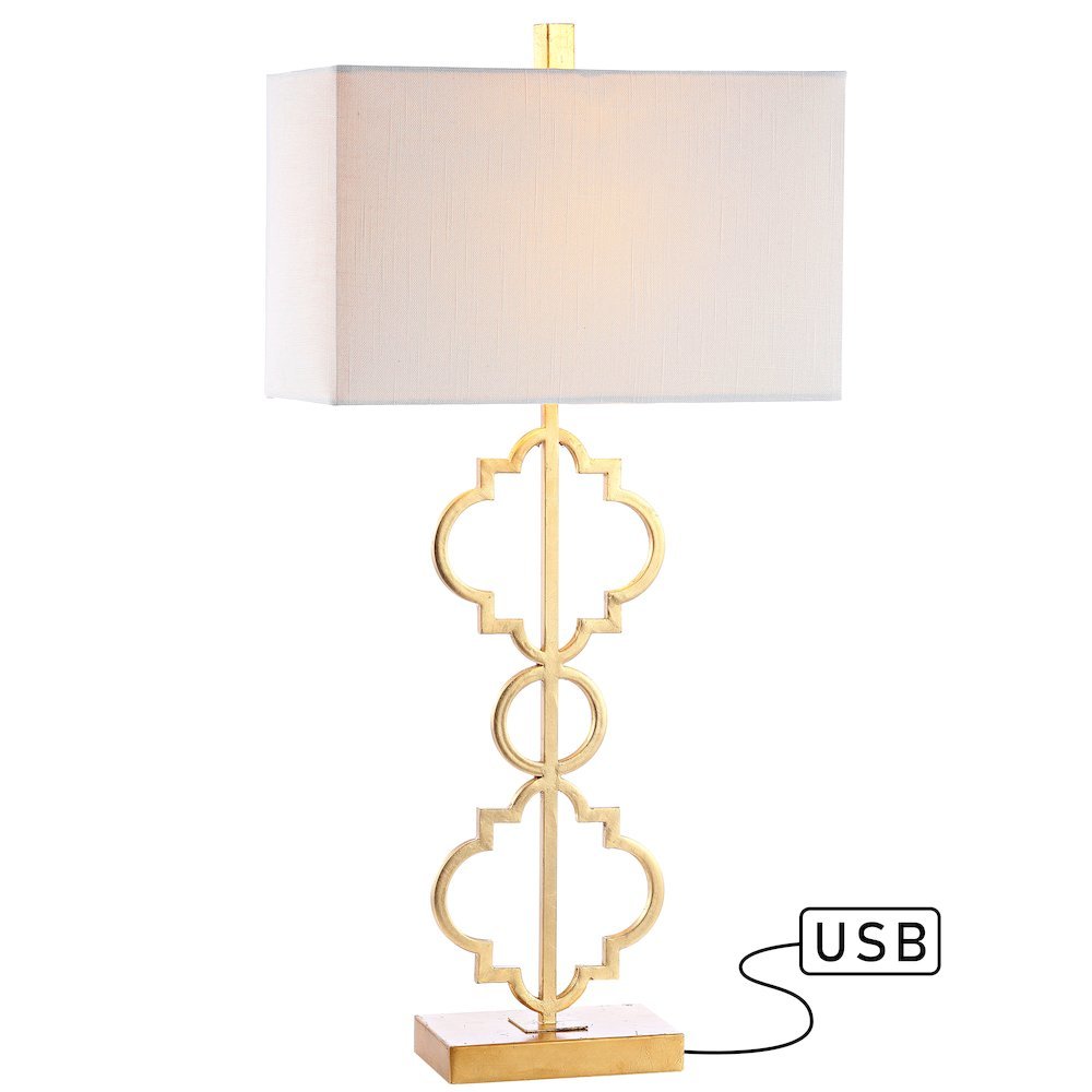 Selina Iron Ogee Trellis Modern Led Usb Table Lamp