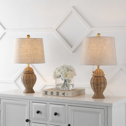 Margie Wicker Bohemian Rustic Iron Led Table Lamp (Set Of 2)