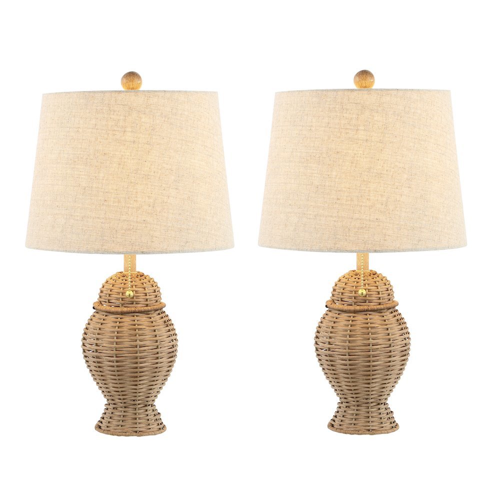 Margie Wicker Bohemian Rustic Iron Led Table Lamp (Set Of 2)