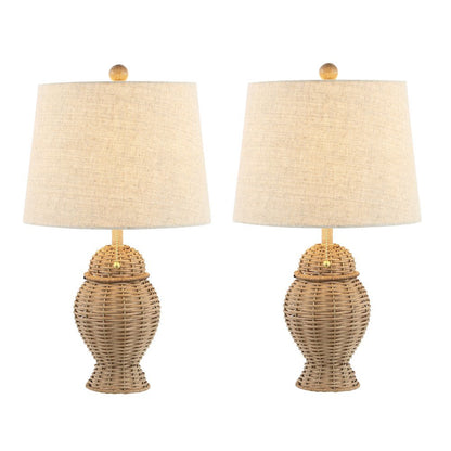 Margie Wicker Bohemian Rustic Iron Led Table Lamp (Set Of 2)