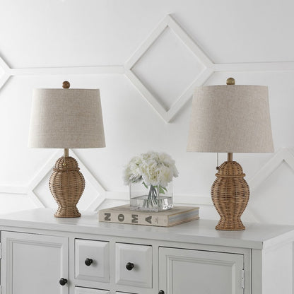 Margie Wicker Bohemian Rustic Iron Led Table Lamp (Set Of 2)