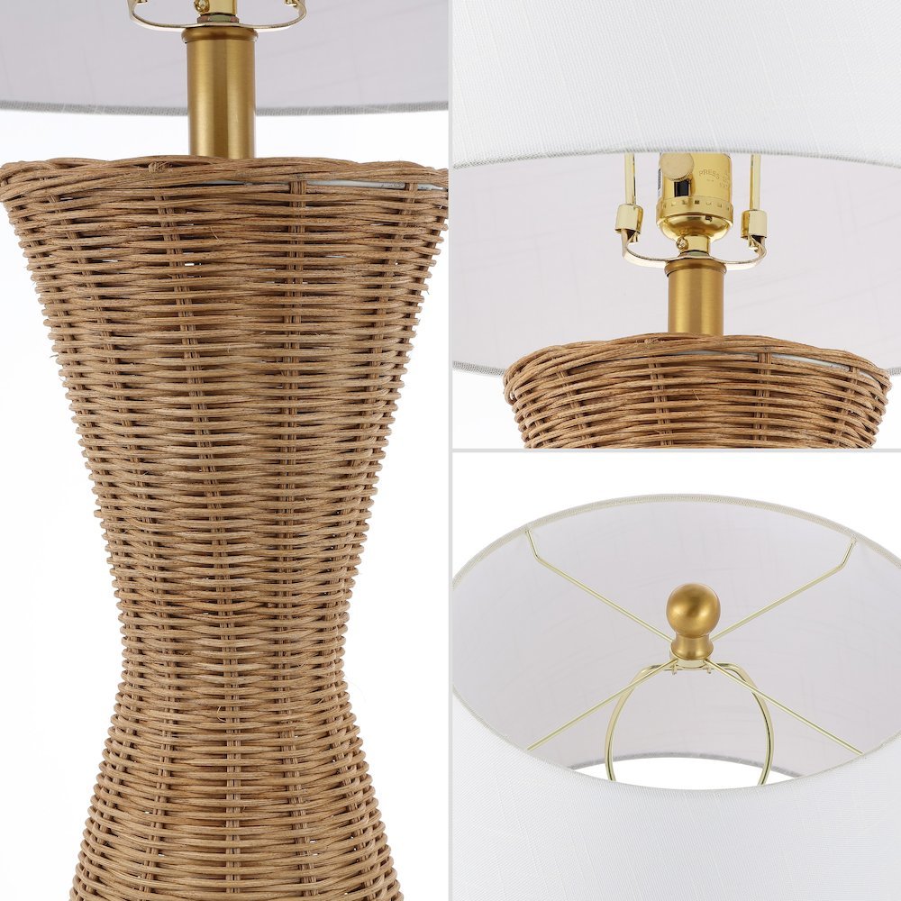 Laura Coastal Designer Iron/Rattan Wicker Led Table Lamp