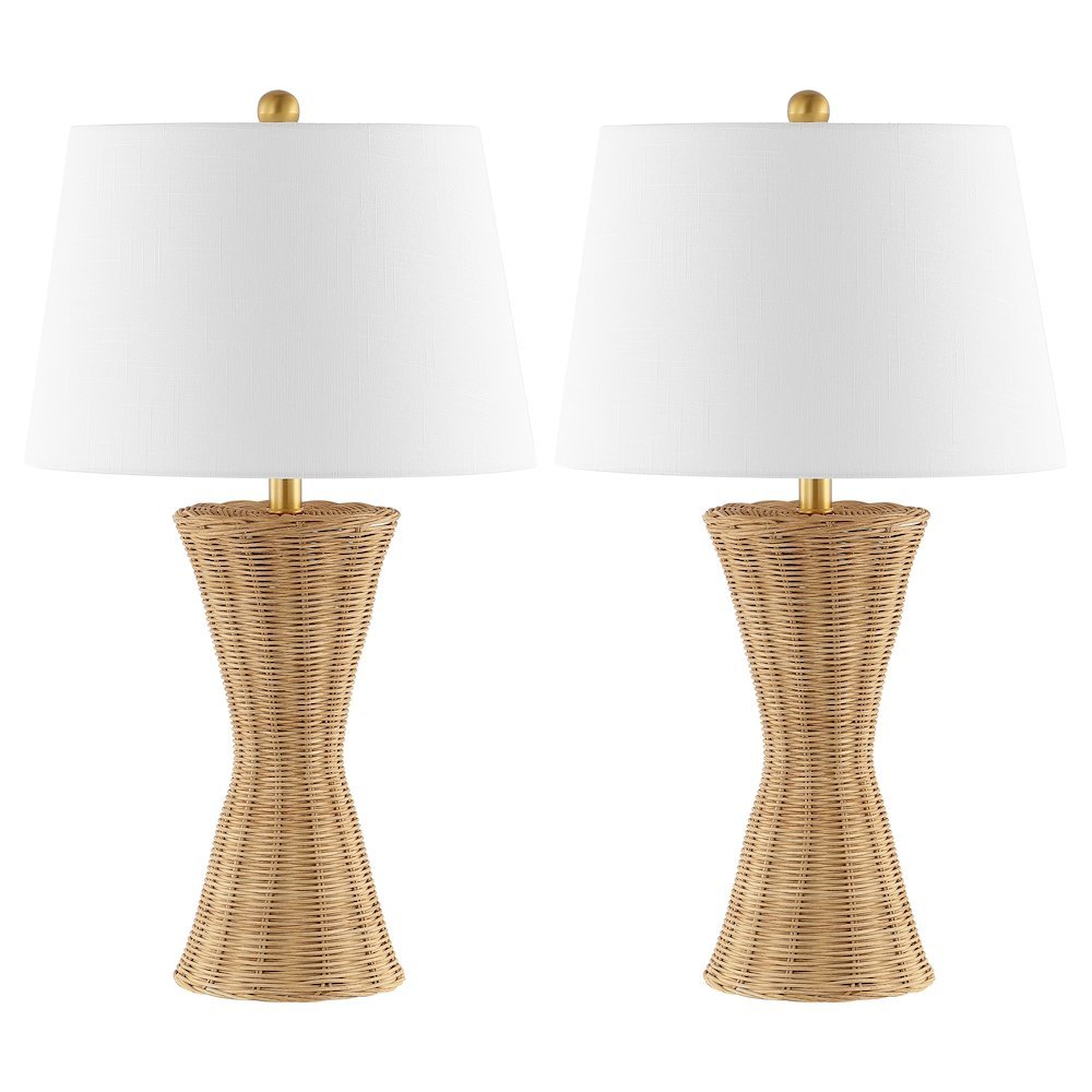 Laura Coastal Designer Iron/Rattan Wicker Led Table Lamp