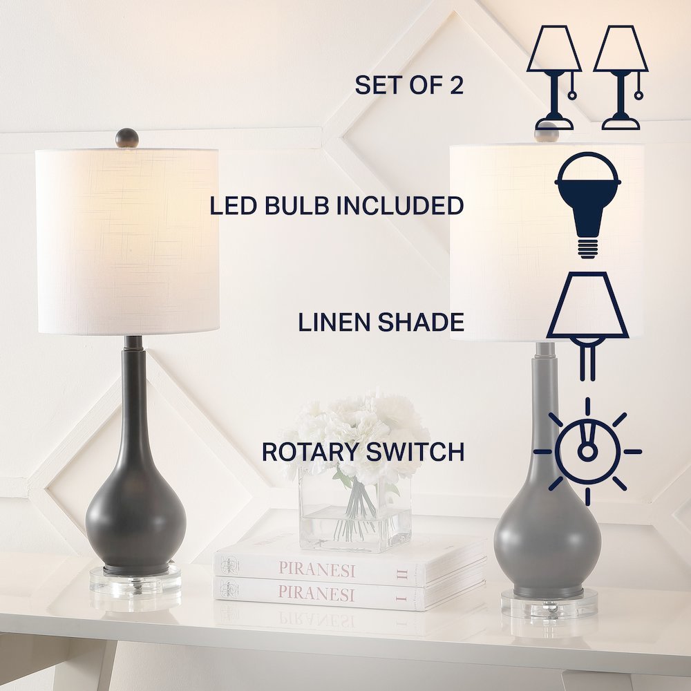 Dylan Metal/Crystal Teardrop Led Table Lamp