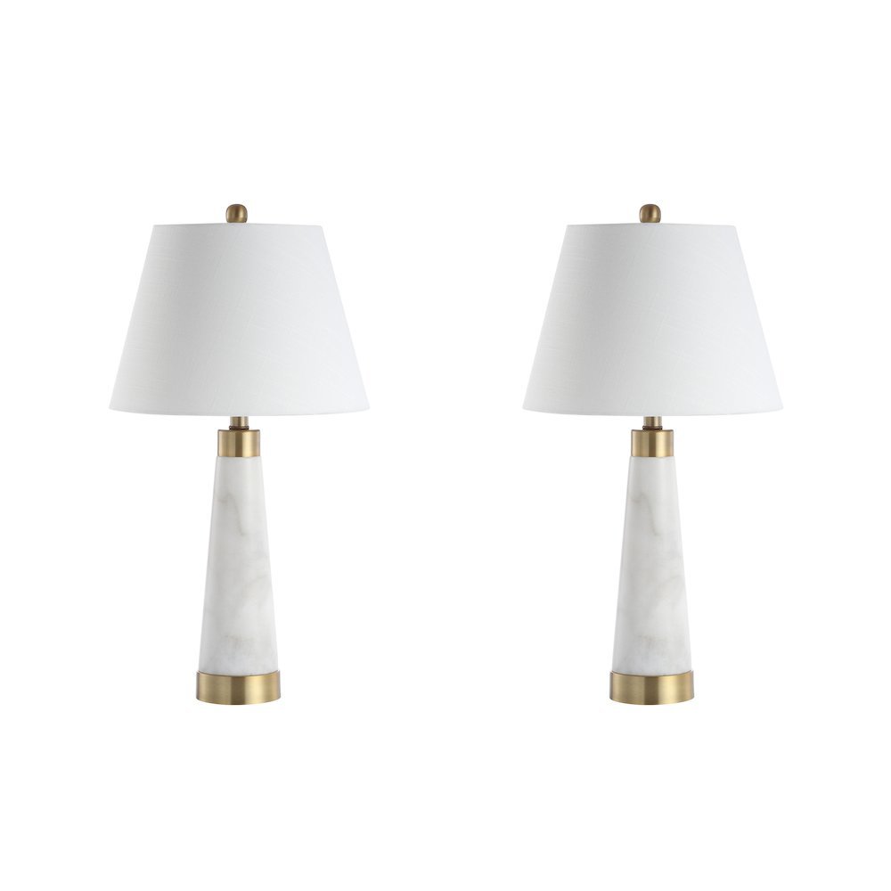Travis Marbleiron Gold Modern Column Led Table Lamp (Set Of 2)