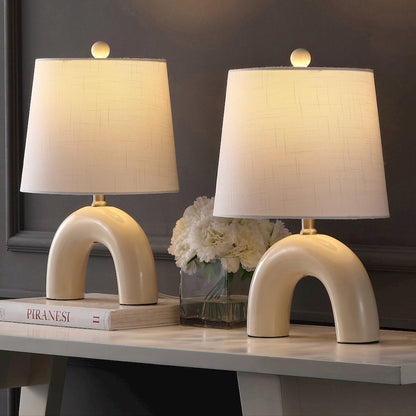 Ceramic Arch LED Table Lamp, Almond (Set of 2)