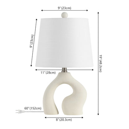 Tula 19" Scandinavian Minimalist Ceramic Arch LED Table Lamp, Cream (Set of 2)