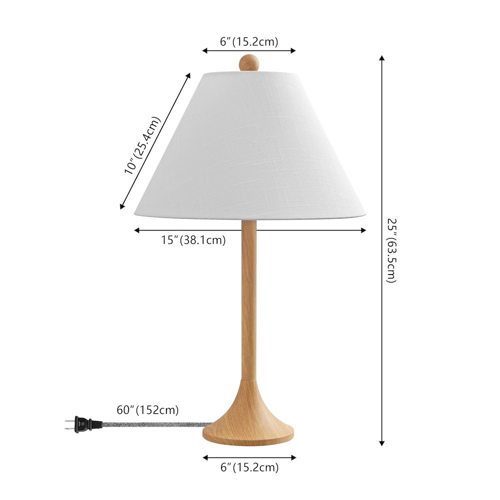 Albie Modern Coastal Iron Column LED Table Lamp Brown Wood Finish (Set of
