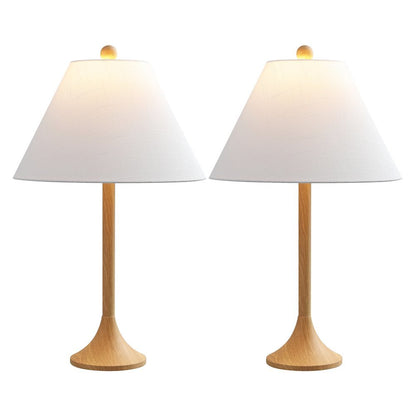 Albie Modern Coastal Iron Column LED Table Lamp Brown Wood Finish (Set of