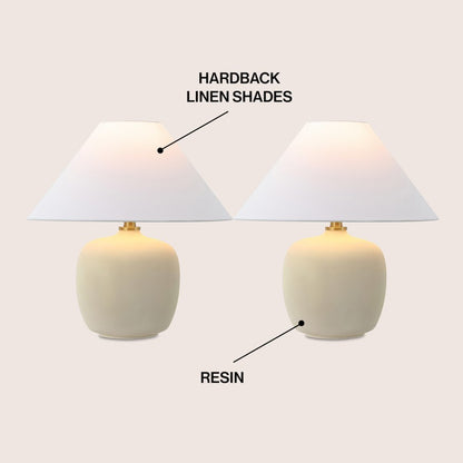 Resin/Iron LED Table Lamp, Matte Cream (Set of 2)