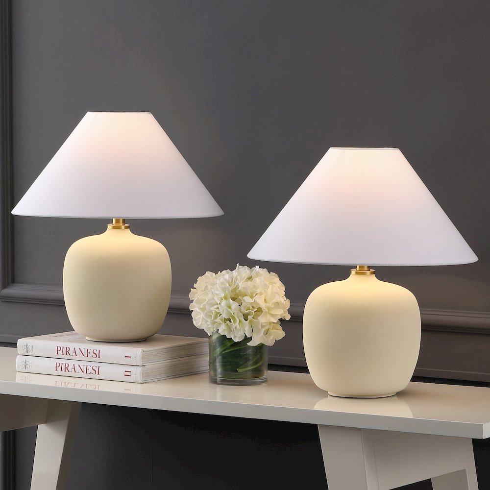 Resin/Iron LED Table Lamp, Matte Cream (Set of 2)