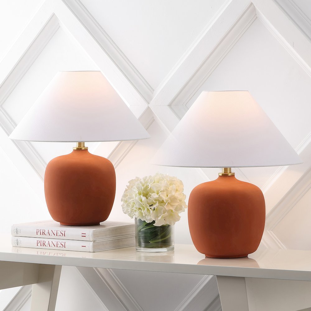 Resin/Iron LED Table Lamp, Matte Wine Red (Set of 2)