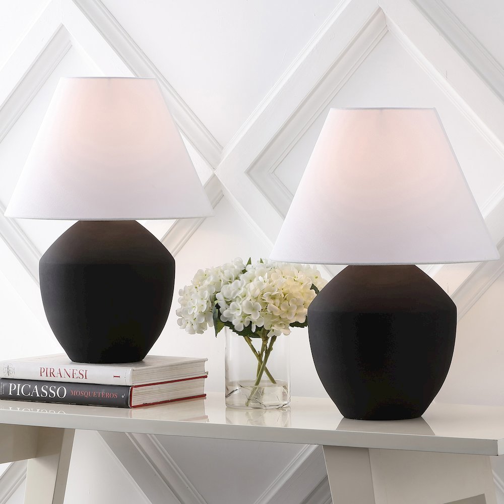 Resin/Iron LED Table Lamp, Matte Black (Set of 2)