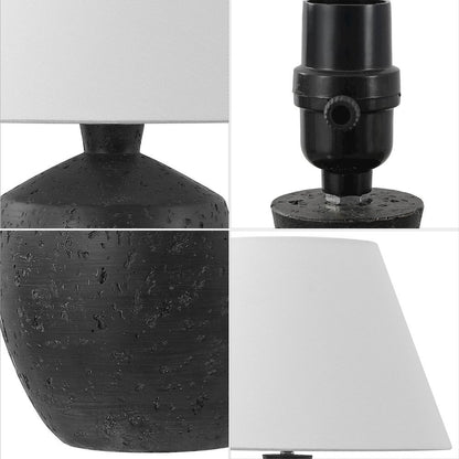 Concrete Effect Resin/Iron LED Table Lamp, Black (Set of 2)