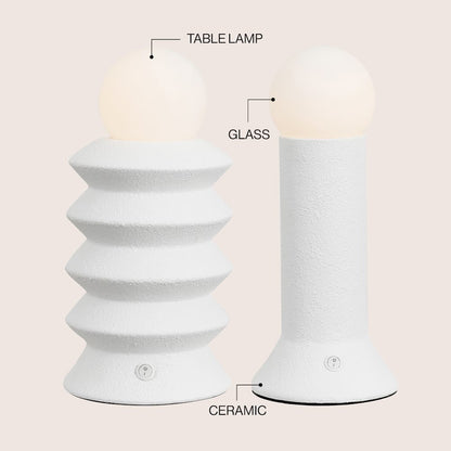Soren Modern Scandinavian Ceramic/Glass Geometric Integrated LED Table Lamp