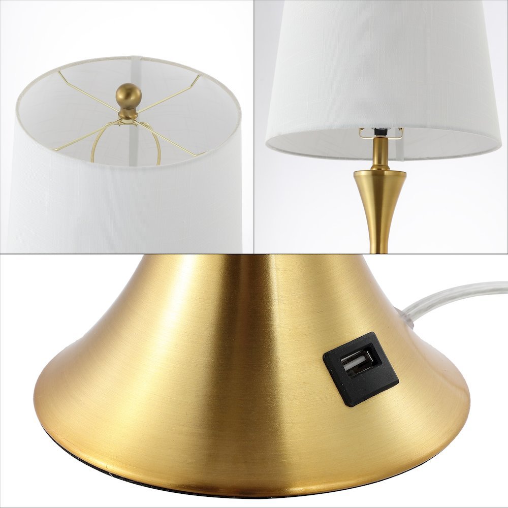 Bennett Modern Glam Iron Hourglass Led Table Lamp With Usb Charging Port