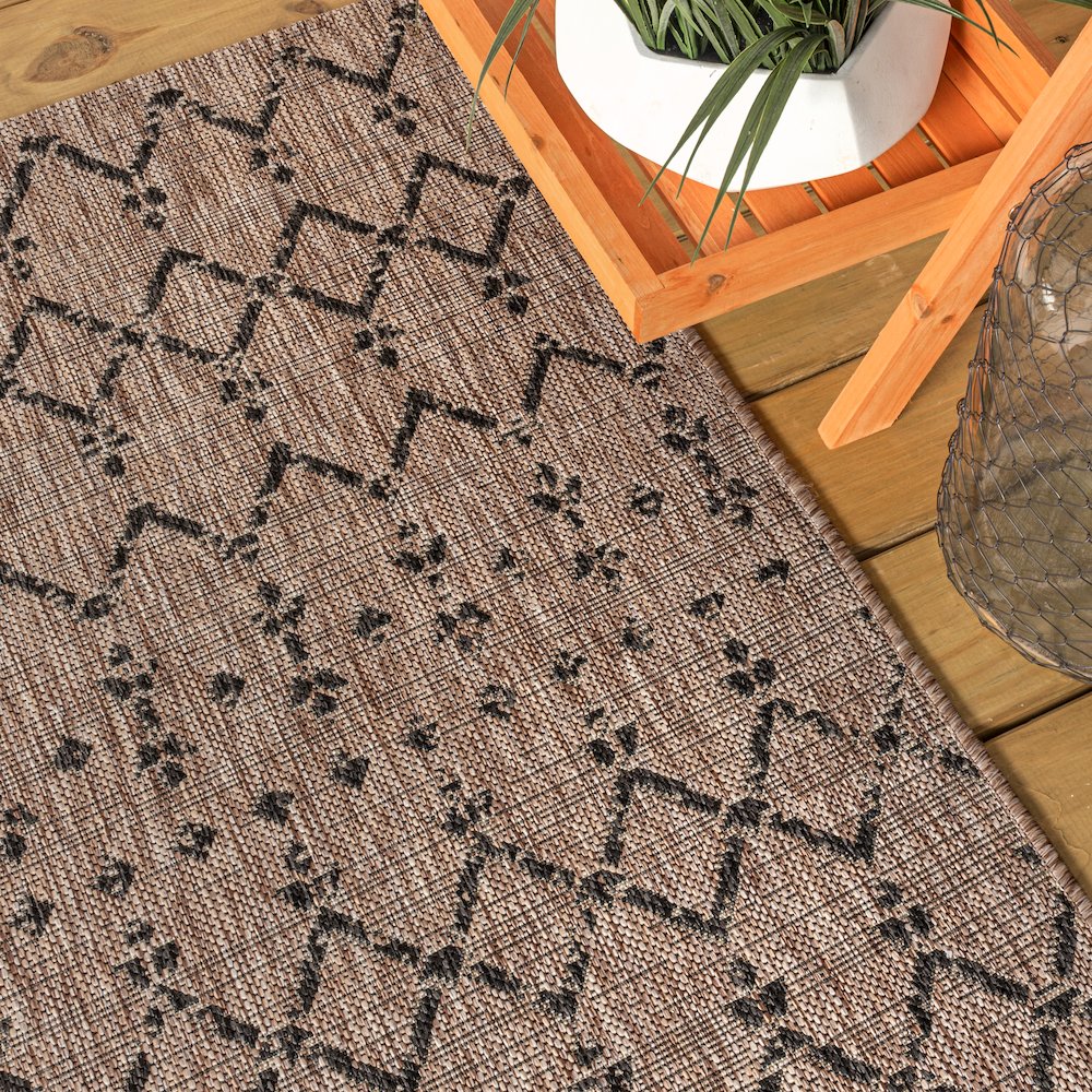 Ourika Moroccan Geometric Textured Weave Indoor/Outdoor Square Rug