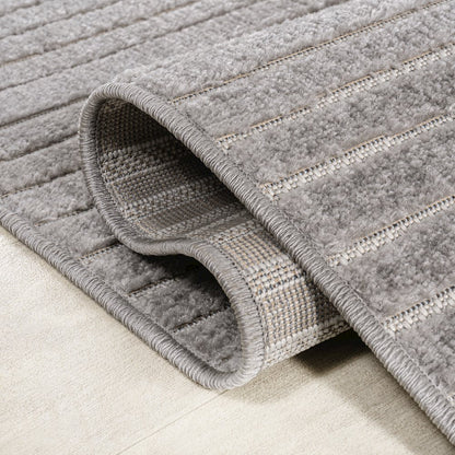 Hallie High-Low Minimalist Curve Geometric   Indoor/Outdoor  Rug