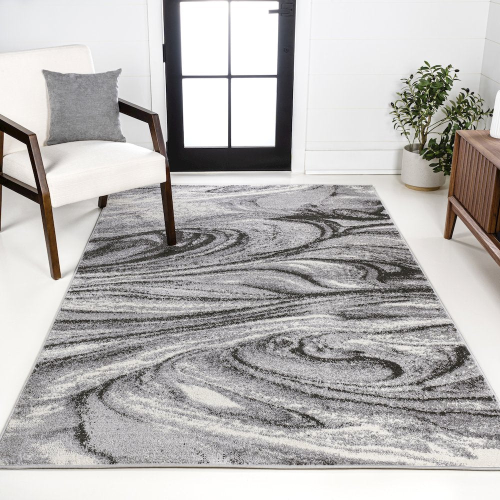 Viscon Abstract Marble Contemporary Area Rug