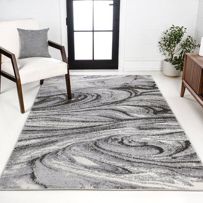 Viscon Abstract Marble Contemporary Area Rug