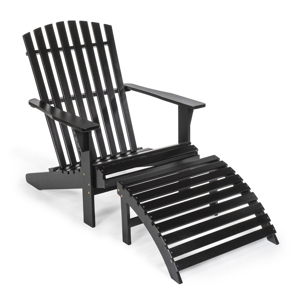 Saranac Classic Solid Acacia Wood Adirondack Chair with Matching Ottoman