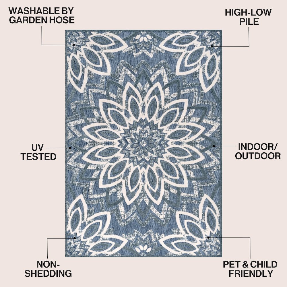 Flora Abstract Bold Mandala High-Low Indoor/Outdoor Area Rug