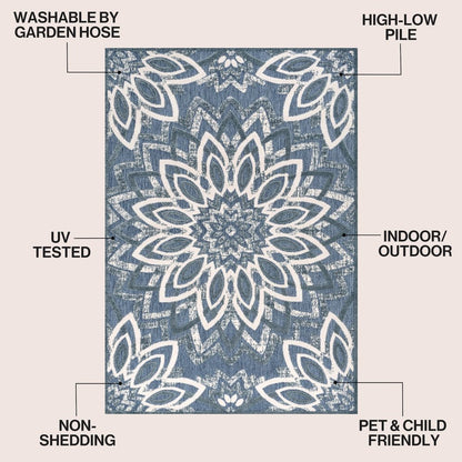 Flora Abstract Bold Mandala High-Low Indoor/Outdoor Area Rug
