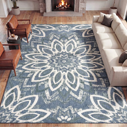Flora Abstract Bold Mandala High-Low Indoor/Outdoor Area Rug