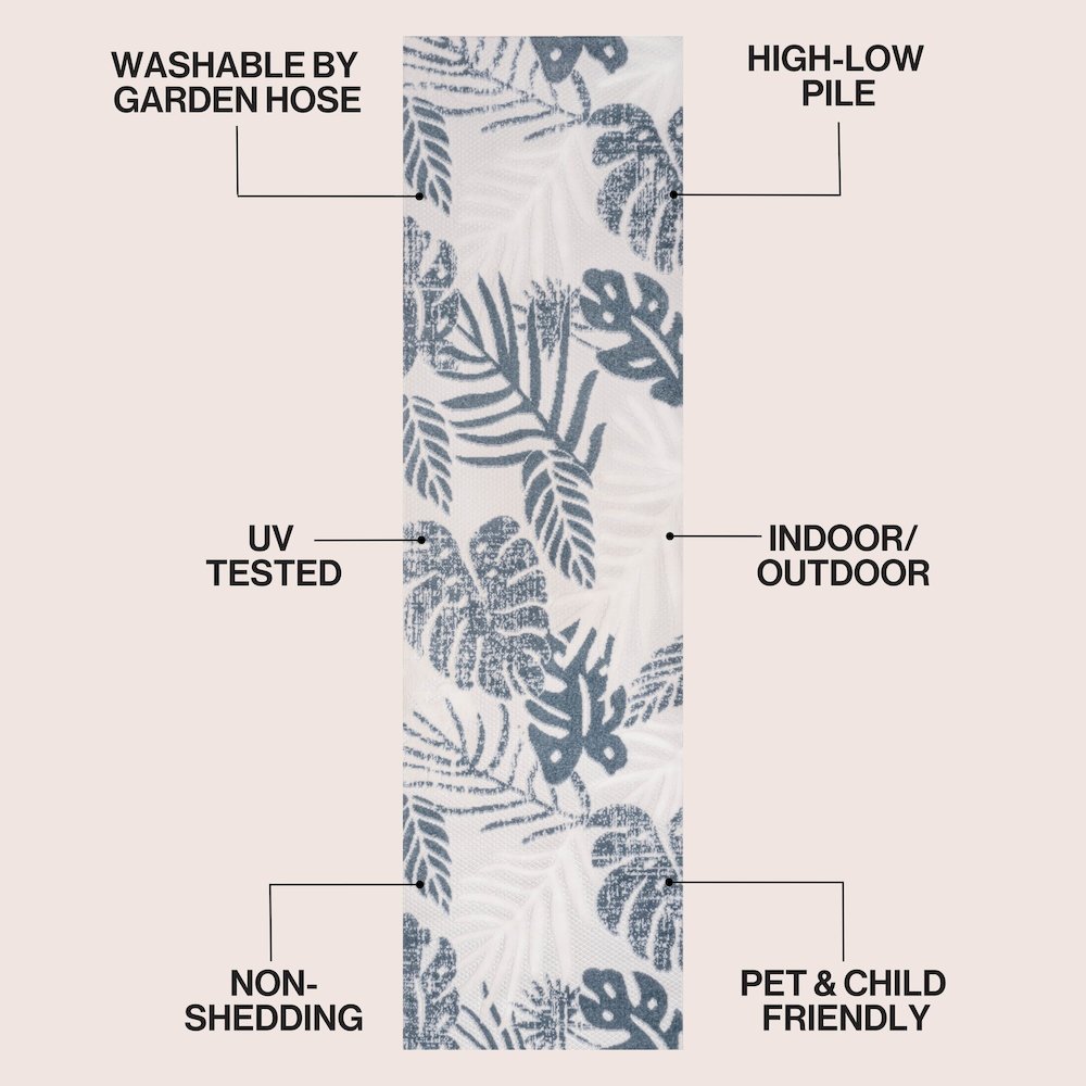 Monstera Tropical Leaf High-Low Indoor/Outdoor Runner Rug