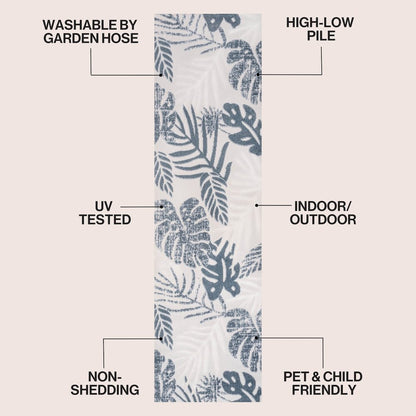 Monstera Tropical Leaf High-Low Indoor/Outdoor Runner Rug