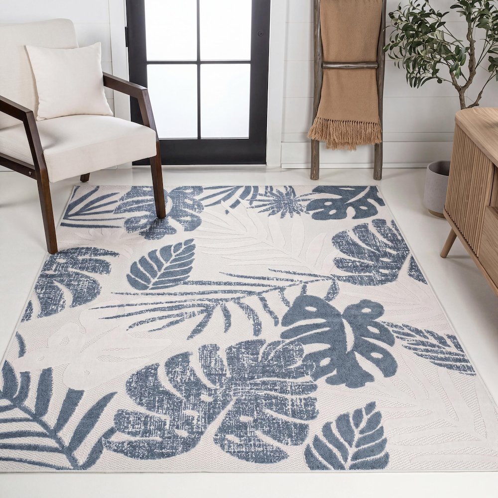 Monstera Tropical Leaf High-Low Indoor/Outdoor Area Rug