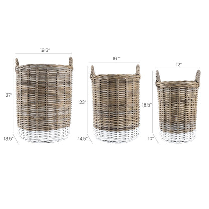 Ternion Cottage Hand-Woven Rattan Nesting Baskets With Handles