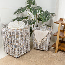 Arbour Rustic Hand-Woven Rattan Nesting Baskets With Wheels And Handles