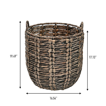 Laurel Bohemian Handwoven Abaca Hamper Basket with Handles