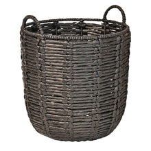 Laurel 19.49" Bohemian Handwoven Abaca Hamper Basket with Handles, Black