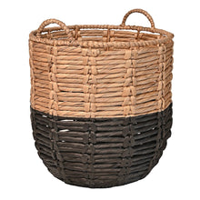 Laurel 19.49" Bohemian Handwoven Abaca Hamper Basket with Handles, Natural/Black
