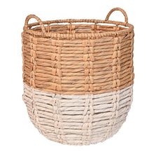 Laurel 19.49" Bohemian Handwoven Abaca Hamper Basket with Handles, Natural/White